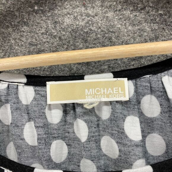 Michael Kors Blouse Women M Medium Black Polka Dot Long Sleeve Round Neck Casual - Picture 5 of 8